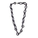 Halskette Rochenleder Leder  Chain 31 / 65mm ,  Black Shiny / Ring / Eye shape / 102cm