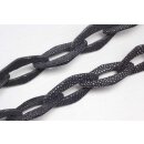 Necklace Stingray Leather  Chain 65mm ,  Black Shiny /...