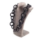 Necklace Stingray Leather  Chain 52mm ,  Black Shiny /...