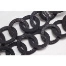 Necklace Stingray Leather  Chain 52mm ,  Black Shiny /...