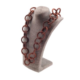 Necklace Watersnake Leather Chain 45mm ,  Canyon Rose / Ring / 120cm