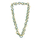 Necklace Watersnake Leather Chain 30mm  ,  Yellow / Green / Ring / 96cm