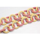 Necklace Watersnake Leather Chain 30mm  ,  Yellow / Pink...
