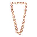 Necklace Watersnake Leather Chain 30mm  ,  Yellow / Pink / Ring / 96cm