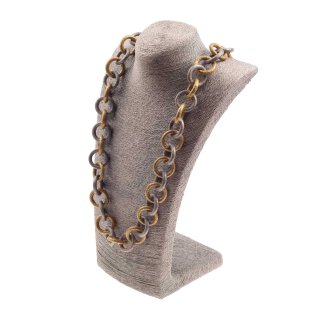 Necklace Watersnake Leather Chain 30mm  ,  Gold / Silver / Ring / 96cm