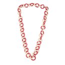 Necklace Watersnake Leather Chain 30mm  ,  White / Red / Ring / 96cm