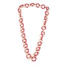 Halskette Wasserschlange Leder Chain 30mm  ,  White / Red / Ring / 96cm