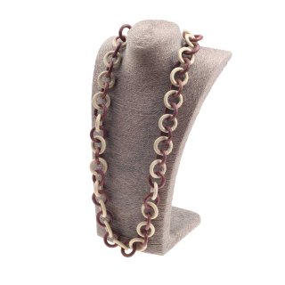 Halskette Wasserschlange Leder Chain 30mm  ,  White / Violet / Ring / 96cm