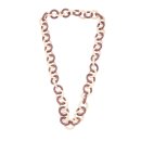 Necklace Watersnake Leather Chain 30mm  ,  White / Violet / Ring / 96cm