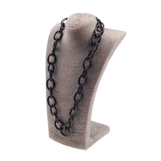 Halskette Wasserbüffel Chain 33mm Black shiny / Wavy  / 80cm