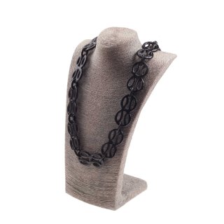 Halskette Wasserbüffel Chain 68mm Black shiny / 8 design w/ ring / 100cm