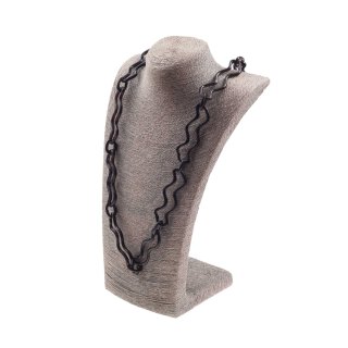 Necklace Water Buffalo Chain 80mm Black shiny / oval twisted / 110cm