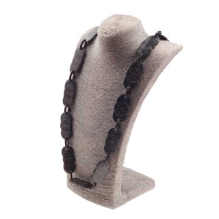 Halskette Wasserbüffel Chain 58mm Black shiny / oval carved / 110cm