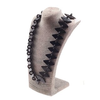 Necklace Water Buffalo Chain 25x48mm Black shiny / Diamond w/ ring / 98cm