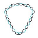 Halskette Wasserbüffel Chain 50x30mm Black shiny w / Sky Blue resin / Oval w/ ring / 115cm
