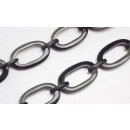 Necklace Water Buffalo Chain 50x30mm Black shiny w / Grey...