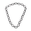 Necklace Water Buffalo Chain 50x30mm Black shiny w / Grey resin / Oval w/ ring / 115cm