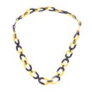 Necklace Water Buffalo Chain 50x30mm Black shiny w / Yellow resin / Oval w/ ring / 115cm