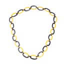 Halskette Wasserbüffel Chain 50x30mm Black shiny w / Yellow resin / Oval w/ ring / 115cm