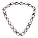 Necklace Water Buffalo Chain 50x30mm Black shiny w / Old rose resin / Oval w/ ring / 115cm