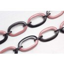 Necklace Water Buffalo Chain 50x30mm Black shiny w / Old rose resin / Oval w/ ring / 115cm