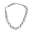 Necklace Water Buffalo Chain 50x30mm Black shiny w / Olive resin / Oval w/ ring / 115cm