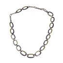 Halskette Wasserbüffel Chain 50x30mm Black shiny w / Olive resin / Oval w/ ring / 115cm