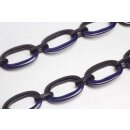 Necklace Water Buffalo Chain 50x30mm Black shiny w / Dark blue resin / Oval w/ ring / 115cm