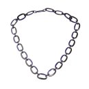 Halskette Wasserbüffel Chain 50x30mm Black shiny w / Dark blue resin / Oval w/ ring / 115cm