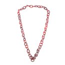 Necklace Water Buffalo Chain 38x28mm Red shiny / Wavy  / 154cm