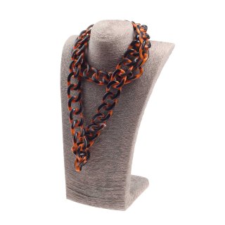 Halskette Wasserbüffel Chain 38x28mm Orange / black shiny / Wavy  / 122cm