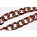Necklace Water Buffalo Chain 38x28mm Orange / black shiny / Wavy  / 122cm