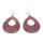 Watersnake Leather Earrings,925 Sterling Silver,Pink,Calar Teardrop 62x50mm