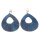 Watersnake Leather Earrings,925 Sterling Silver,Blue,Calar Teardrop 62x50mm