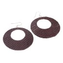 Watersnake Leather Earrings,925 Sterling Silver,Red,Calar...