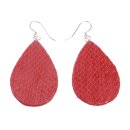 Watersnake Leather Earrings,925 Sterling Silver,Tomato...
