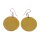 Watersnake Leather Earrings,925 Sterling Silver,Yellow,Flat Round 30mm