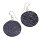 Python Leather Earrings,925 Sterling Silver, Dark Blue,Flat Round 30mm
