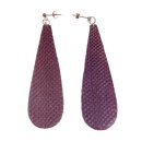 Watersnake Leather Earrings,925 Sterling Silver, Pansy...
