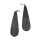 Watersnake Leather Earrings,925 Sterling Silver, Black,Long Teardrop 82x20x2mm