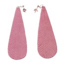 Watersnake Leather Earrings,925 Sterling Silver,Pink,Long...
