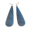 Watersnake Leather Earrings,925 Sterling Silver,Blue,Long...