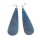 Watersnake Leather Earrings,925 Sterling Silver,Blue,Long Teardrop 82x20x2mm