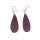 Watersnake Leather Earrings,925 Sterling Silver,Violet,Teardrop 40x15x2mm