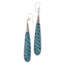 Python Leather Earrings,925 Sterling Silver,Blue,Long...