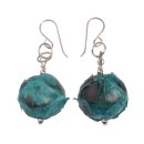Python Leather Earrings,925 Sterling Silver,Blue...