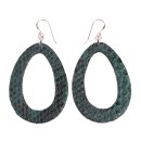Python Leather Earrings,925 Sterling Silver,Green...