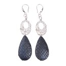 Python Leather Earrings,925 Sterling Silver with...