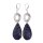 Python Leather Earrings,925 Sterling Silver with stone,Blue,Teardrop 38mm