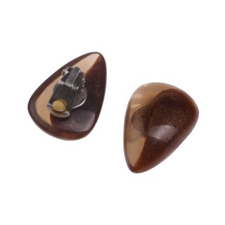 Ear clips Resin Earrings,Brown,Teardrop 35mm